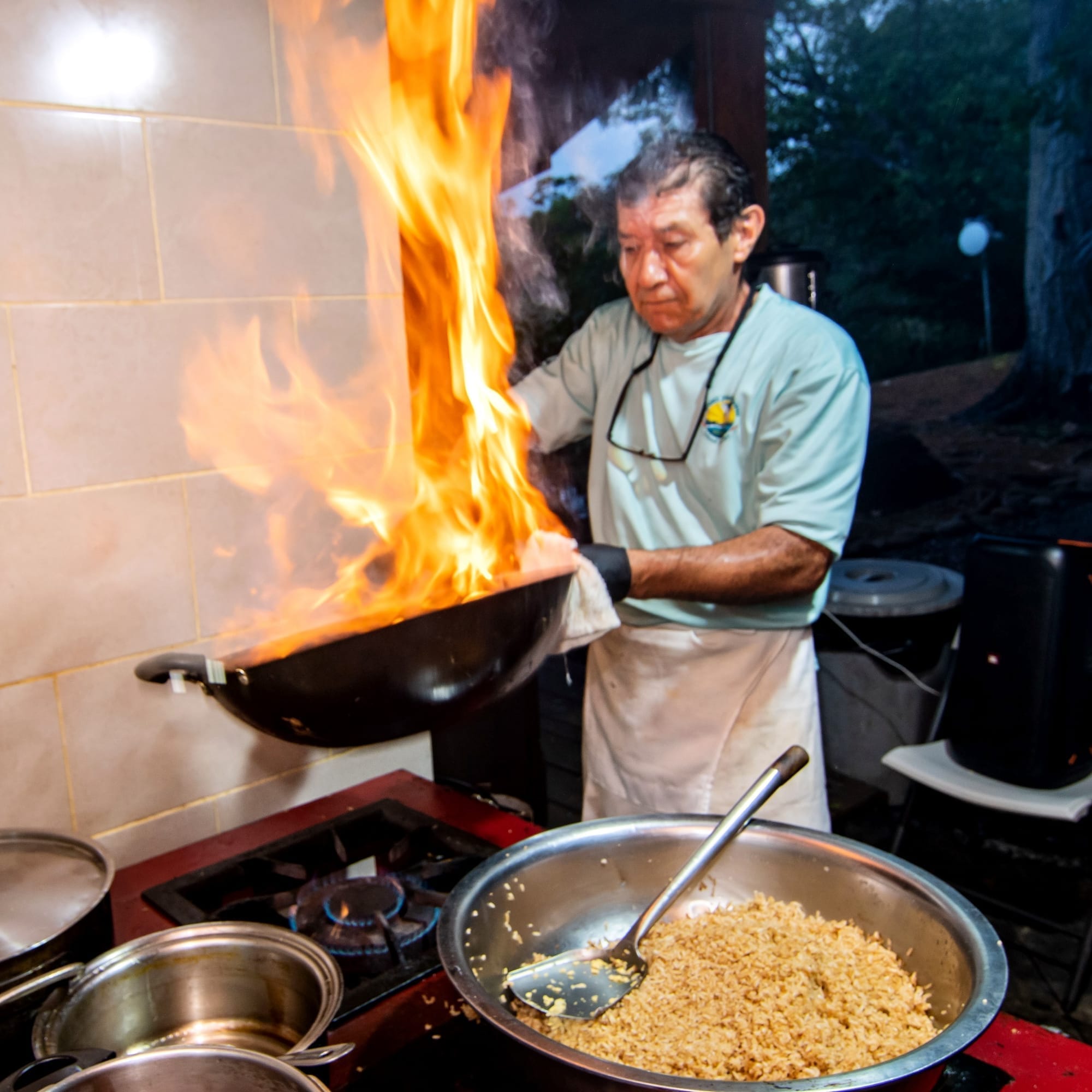 Fresh food prepared at the lodge