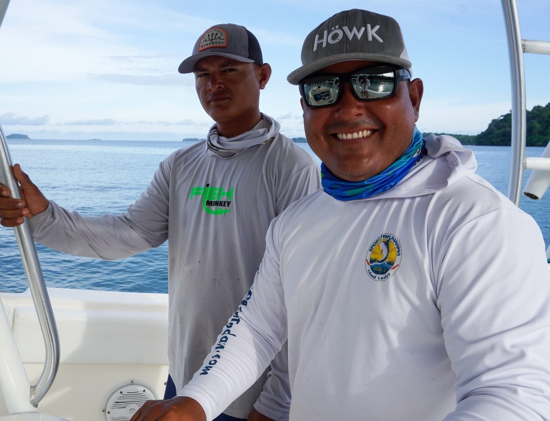 A Sport Fish Panama captain and crew aboard a catamaran