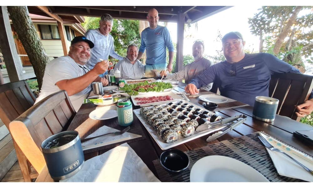 A family enjoying a fishing charter in Panama