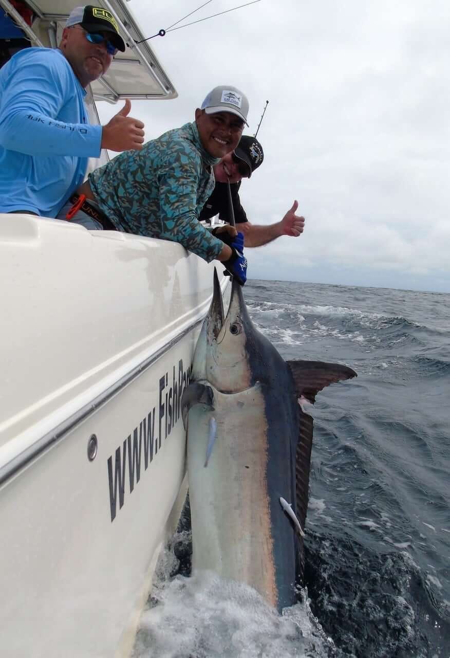 Angler holding a fish caught off Isla Paridas, Panama