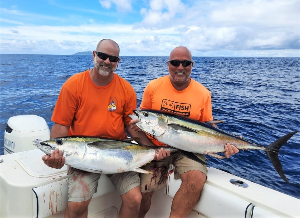 Anglers fishing safely on a deep-sea charter off Panama