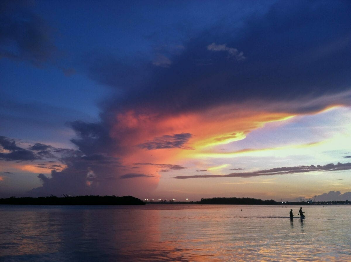 Sunset over the water at Boca Chica, Panama